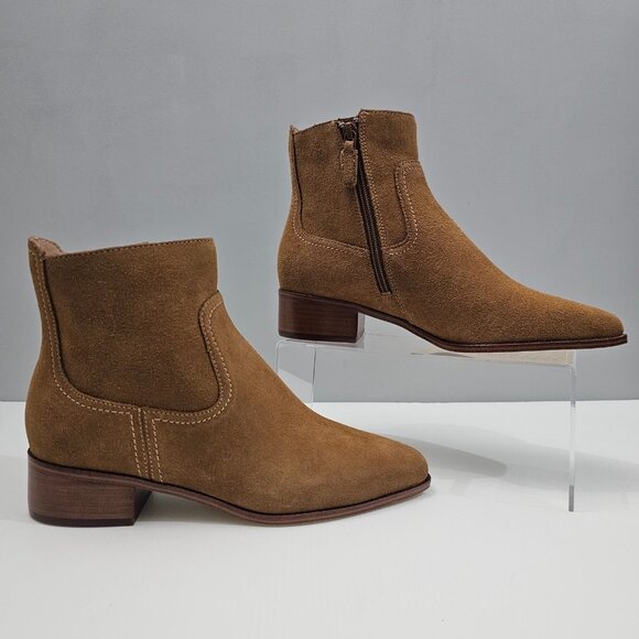 NEW Cole Haan Naia Ankle Boot Womens 8 Golden Toffee Suede Western Cowgirl Fall - Picture 3 of 14